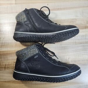 Rieker Womens Winter Ankle Boots Size EU 40 Black Lace Up Zip Warm Lined